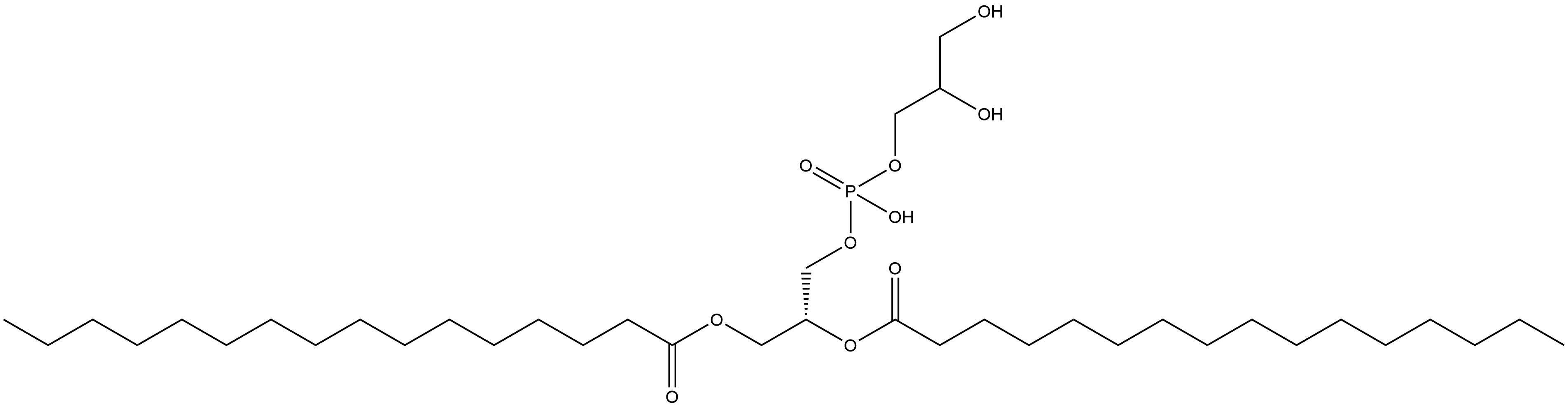Hexadecanoic acid, 1,1'-[(1R)-1-[[[(2,3-dihydroxypropoxy)hydroxyphosphinyl]oxy]methyl]-1,2-ethanediyl] ester Structural