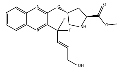 L-Proline, 4-[[3-[(2E)-1,1-difluoro-4-hydroxy-2-buten-1-yl]-2-quinoxalinyl]oxy]-, methyl ester, (4R)- Structural