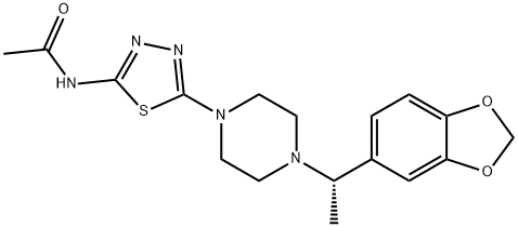 Acetamide, N-[5-[4-[(1S)-1-(1,3-benzodioxol-5-yl)ethyl]-1-piperazinyl]-1,3,4-thiadiazol-2-yl]- Structural
