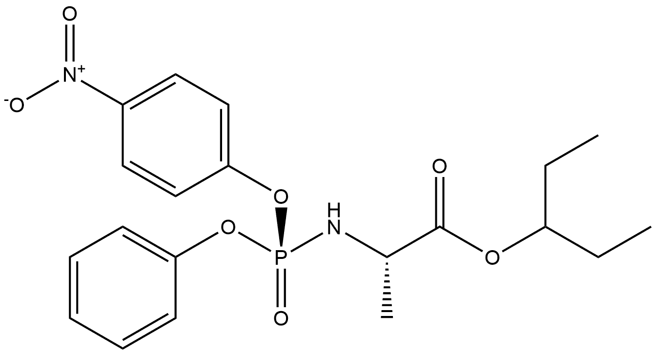 L-Alanine, N-[(S)-(4-nitrophenoxy)phenoxyphosphinyl]-, 1-ethylpropyl ester Structural