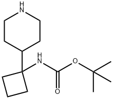 tert-butyl N-[1-(piperidin-4-yl)cyclobutyl]carbamate Structural