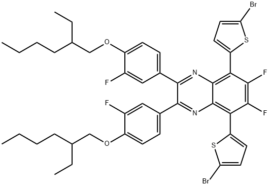 Quinoxaline, 5,8-bis(5-bromo-2-thienyl)-2,3-bis[4-[(2-ethylhexyl)oxy]-3-fluorophenyl]-6,7-difluoro- Structural