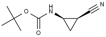 rac-tert-butyl N-[(1R,2S)-2-cyanocyclopropyl]carbamate Structural