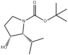 rac-tert-butyl (2R,3R)-3-hydroxy-2-(propan-2-yl)pyrrolidine-1-carboxylate, cis Structural