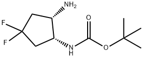 rac-tert-butyl N-[(1R,2S)-2-amino-4,4-difluorocyclopentyl]carbamate, cis Structural