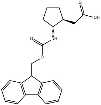 rac-2-[(1R,2S)-2-({[(9H-fluoren-9-yl)methoxy]carbonyl}amino)cyclopentyl]acetic acid, trans Structural