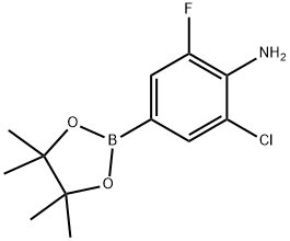 Benzenamine, 2-chloro-6-fluoro-4-(4,4,5,5-tetramethyl-1,3,2-dioxaborolan-2-yl)- Structural