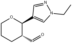 rac-(2R,3R)-2-(1-ethyl-1H-pyrazol-4-yl)oxane-3-carbaldehyde, trans Structural