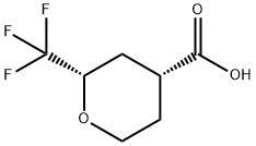 rac-(2R,4S)-2-(trifluoromethyl)oxane-4-carboxylic acid, cis Structural
