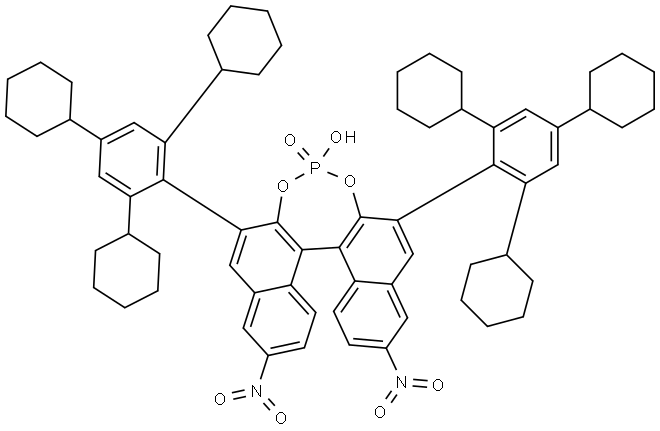 Dinaphtho[2,1-d:1',2'-f][1,3,2]dioxaphosphepin, 4-hydroxy-9,14-dinitro-2,6-bis(2,4,6-tricyclohexylphenyl)-, 4-oxide, (11bR)- Structural