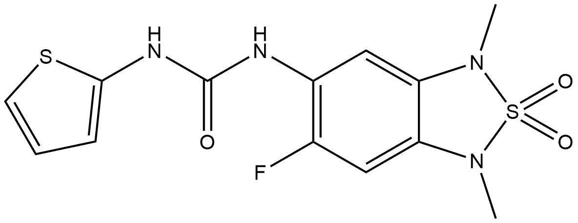 N-(6-Fluoro-1,3-dihydro-1,3-dimethyl-2,2-dioxido-2,1,3-benzothiadiazol-5-yl)-N′-2-thienylurea Structural