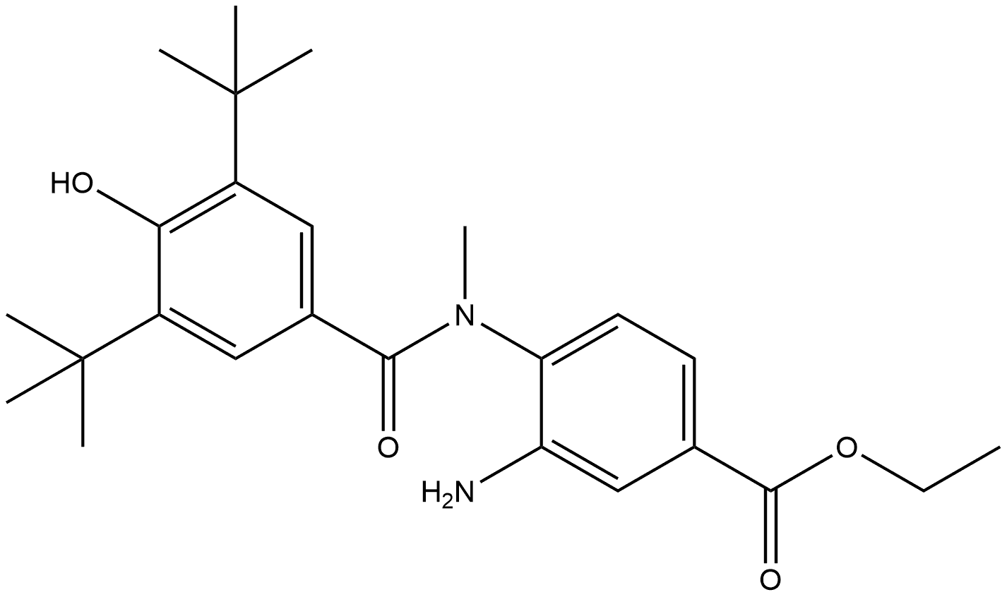 Benzoic acid, 3-amino-4-[[3,5-bis(1,1-dimethylethyl)-4-hydroxybenzoyl]methylamino]-, ethyl ester Structural