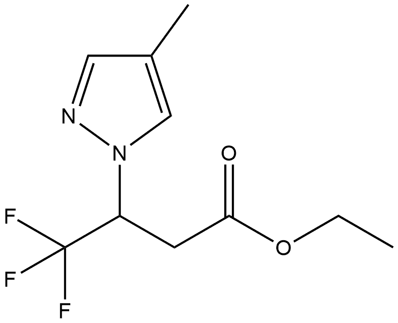 ethyl 4,4,4-trifluoro-3-(4-methyl-1H-pyrazol-1-yl)butanoate Structural