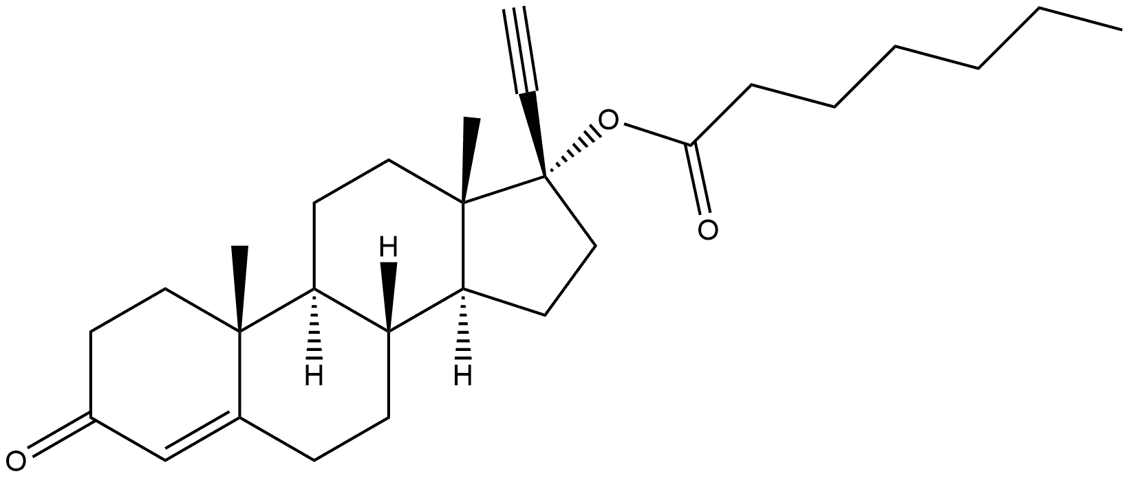 Pregn-4-en-20-yn-3-one, 17-[(1-oxoheptyl)oxy]-, (17α)- Structural