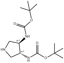 rac-tert-butyl N-[(3R,4R)-4-{[(tert-butoxy)carbonyl]amino}pyrrolidin-3-yl]carbamate, trans Structural