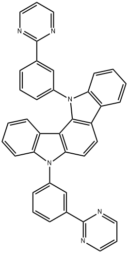 Indolo[3,2-a]carbazole, 5,12-dihydro-5,12-bis[3-(2-pyrimidinyl)phenyl]- Structural