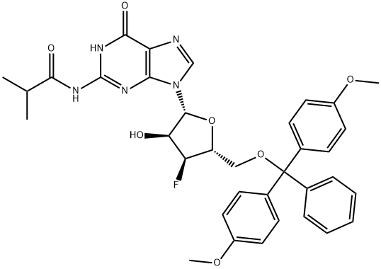 N2-iso-Buty royl-5'-O-(4,4'-dimethoxytrityl)-3'-deoxy-3'-fluoroguanosine Structural