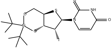 Uridine, 3',5'-O-[bis(1,1-dimethylethyl)silylene]-2'-deoxy-2'-iodo-4'-thio- (9CI) Structural