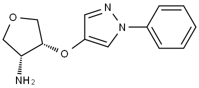 rac-(3R,4R)-4-[(1-phenyl-1H-pyrazol-4-yl)oxy]oxolan-3-amine, cis Structural