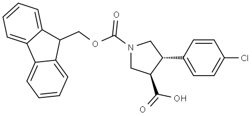rac-(3R,4S)-4-(4-chlorophenyl)-1-{[(9H-fluoren-9-yl)methoxy]carbonyl}pyrrolidine-3-carboxylic acid, trans Structural