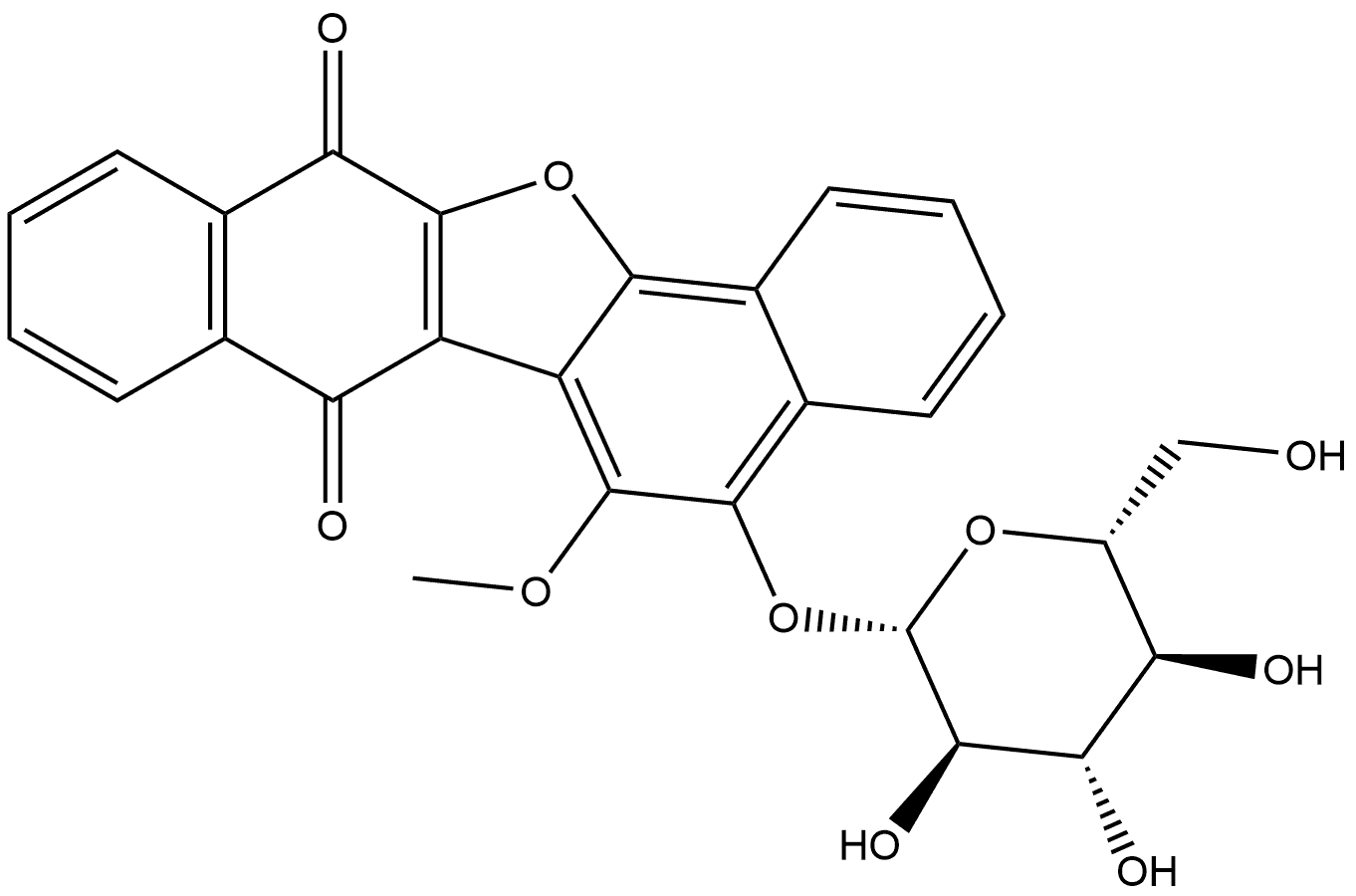 Dinaphtho[1,2-b:2',3'-d]furan-7,12-dione, 5-(β-D-glucopyranosyloxy)-6-methoxy- Structural