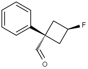Rac(1r,3r)-3-fluoro-1-phenylcyclobutane-1-carbaldehyde, cis Structural