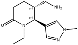 rac-(5R,6S)-5-(aminomethyl)-1-ethyl-6-(1-methyl-1H-pyrazol-4-yl)piperidin-2-one, trans Structural
