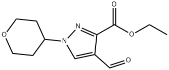 ethyl 4-formyl-1-(oxan-4-yl)-1H-pyrazole-3-carboxylate Structural