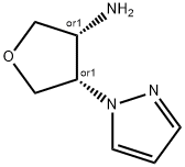 rac-(3R,4S)-4-(1H-pyrazol-1-yl)oxolan-3-amine, cis Structural