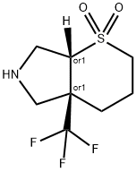rac-(4aR,7aR)-4a-(trifluoromethyl)-octahydro-1lambda6-thiopyrano[2,3-c]pyrrole-1,1-dione, cis Structural