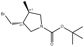 rac-tert-butyl (3R,4R)-3-(bromomethyl)-4-methylpyrrolidine-1-carboxylate, trans Structural