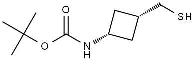 tert-butyl N-[(1s,3s)-3-(sulfanylmethyl)cyclobutyl]carbamate, cis Structural