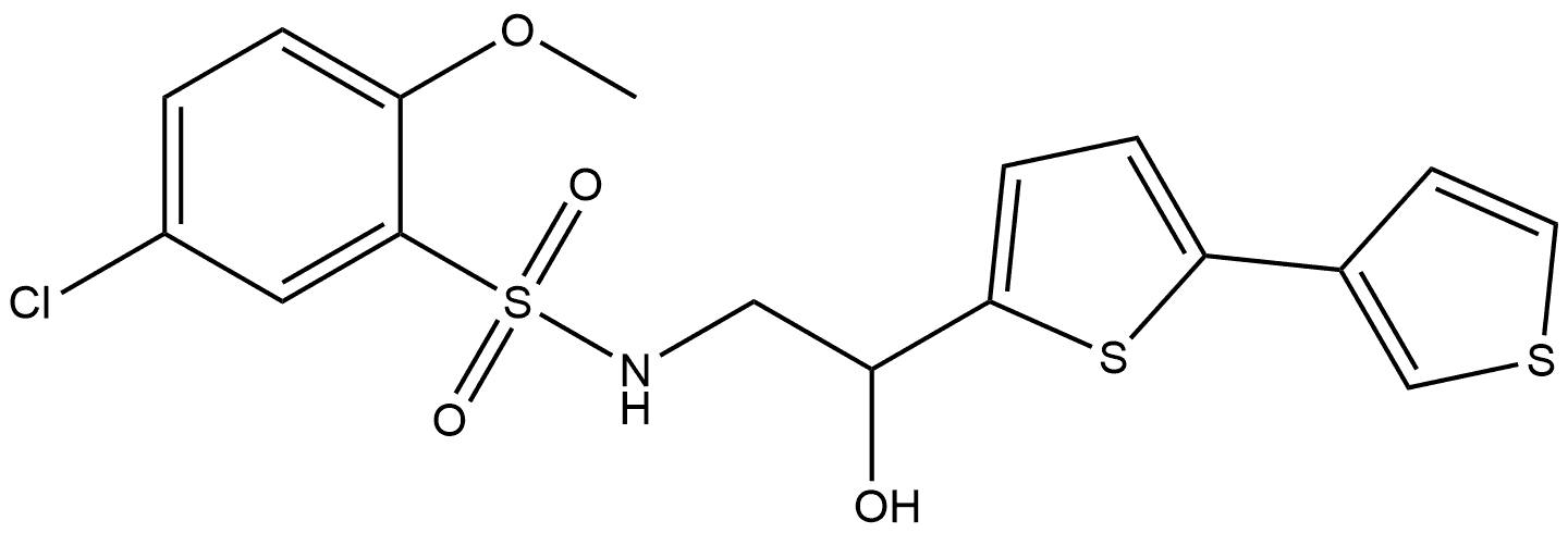 N-(2-[2,3′-Bithiophen]-5-yl-2-hydroxyethyl)-5-chloro-2-methoxybenzenesulfonamide Structural