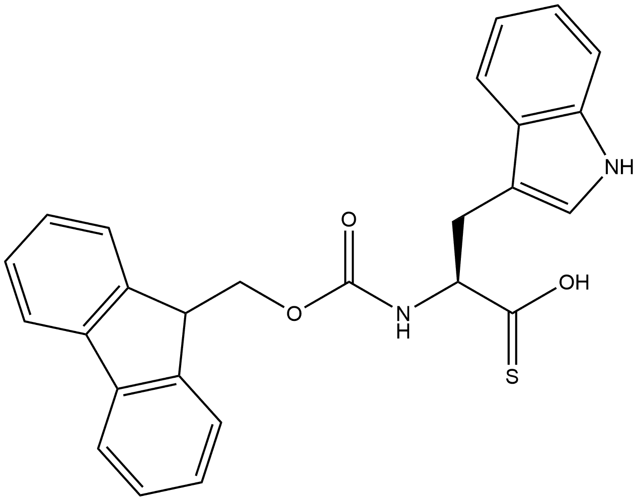 Fmoc-(S)-2-amino-3-(1H-indol-3-yl)propanethioic S-acid Structural