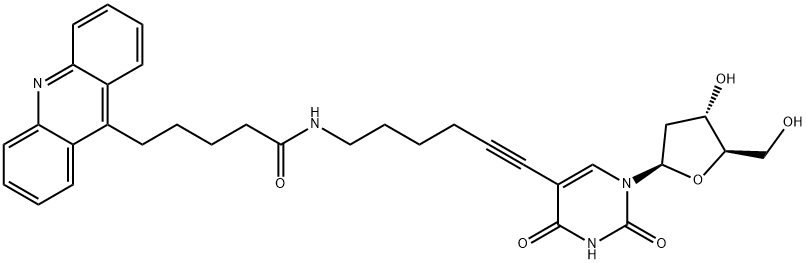 Uridine, 5-[6-[[5-(9-acridinyl)-1-oxopentyl]amino]-1-hexynyl]-2'-deoxy- (9CI) Structural