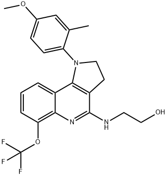 Ethanol, 2-[[2,3-dihydro-1-(4-methoxy-2-methylphenyl)-6-(trifluoromethoxy)-1H-pyrrolo[3,2-c]quinolin-4-yl]amino]- Structural