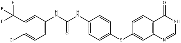 Urea, N-[4-chloro-3-(trifluoromethyl)phenyl]-N'-[4-[(3,4-dihydro-4-oxo-7-quinazolinyl)thio]phenyl]- Structural