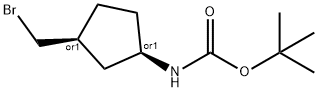 rac-tert-butyl N-[(1R,3S)-3-(bromomethyl)cyclopentyl]carbamate, cis Structural