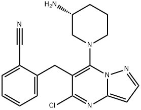Benzonitrile, 2-[[7-[(3R)-3-amino-1-piperidinyl]-5-chloropyrazolo[1,5-a]pyrimidin-6-yl]methyl]- Structural