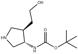 rac-tert-butyl N-[(3R,4S)-4-(2-hydroxyethyl)pyrrolidin-3-yl]carbamate, trans Structural