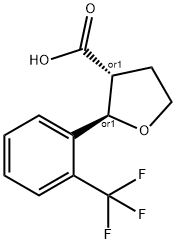 rac-(2R,3R)-2-[2-(trifluoromethyl)phenyl]oxolane-3-carboxylic acid, trans Structural