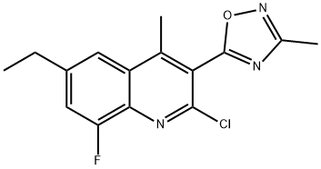 Quinoline, 2-chloro-6-ethyl-8-fluoro-4-methyl-3-(3-methyl-1,2,4-oxadiazol-5-yl)- Structural