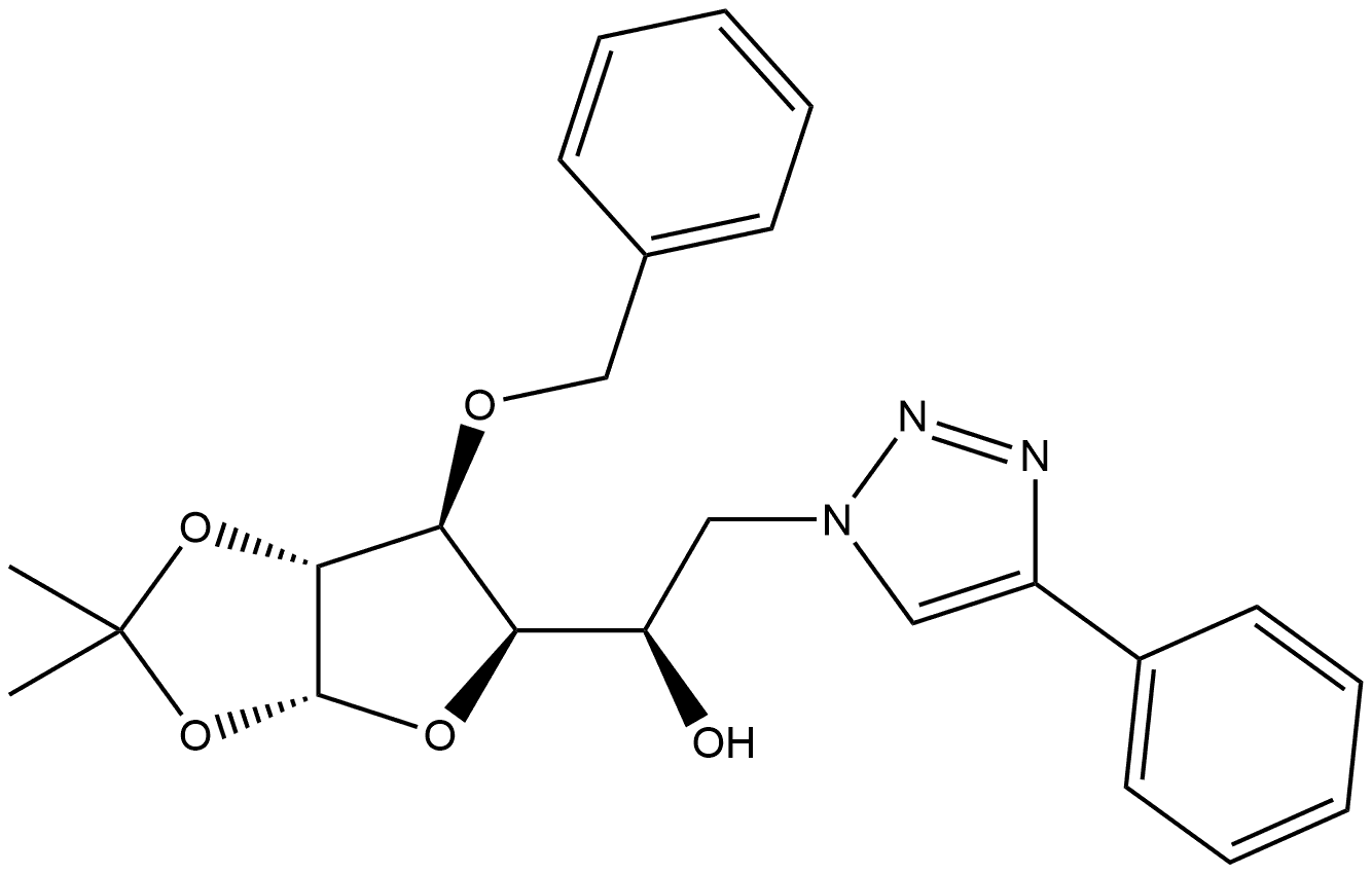 α-?D-?Glucofuranose, 6-?deoxy-?1,?2-?O-?(1-?methylethylidene)?-?3-?O-?(phenylmethyl)?-?6-?(4-?phenyl-?1H-?1,?2,?3-?triazol-?1-?yl)?- Structural