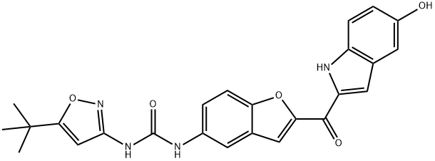 Urea, N-[5-(1,1-dimethylethyl)-3-isoxazolyl]-N'-[2-[(5-hydroxy-1H-indol-2-yl)carbonyl]-5-benzofuranyl]- Structural