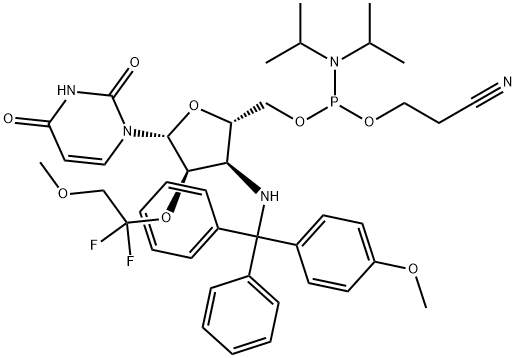 Uridine, 3'-?deoxy-?2'-?O-?(1,?1-?difluoro-?2-?methoxyethyl)?-?3'-?[[(4-?methoxyphenyl)?diphenylmethyl]?amino]?-?, 5'-?[2-?cyanoethyl N,?N-?bis(1-?methylethyl)?phosphoramidite]
