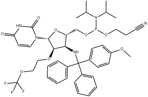 Uridine, 3'-?deoxy-?3'-?[[(4-?methoxyphenyl)?diphenylmethyl]?amino]?-?2'-?O-?[2-?(trifluoromethoxy)?ethyl]?-?, 5'-?[2-?cyanoethyl N,?N-?bis(1-?methylethyl)?phosphoramidite]