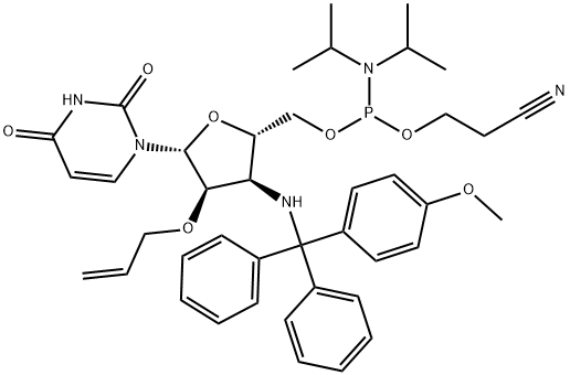 Uridine, 3'-?deoxy-?3'-?[[(4-?methoxyphenyl)?diphenylmethyl]?amino]?-?2'-?O-?2-?propen-?1-?yl-?, 5'-?[2-?cyanoethyl N,?N-?bis(1-?methylethyl)?phosphoramidite]