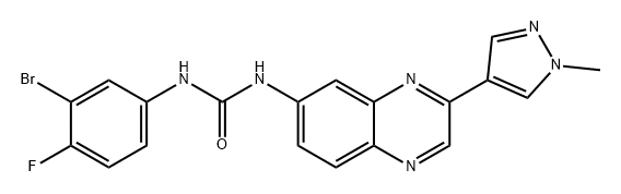 Urea, N-(3-bromo-4-fluorophenyl)-N'-[3-(1-methyl-1H-pyrazol-4-yl)-6-quinoxalinyl]- Structural
