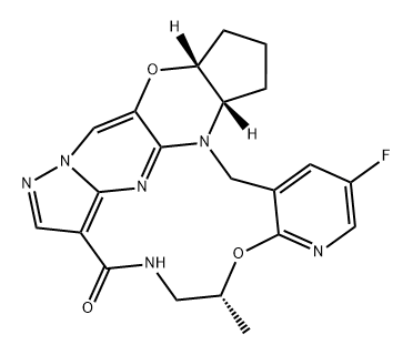 17,19-Metheno-1H,5H-cyclopent[5,6][1,4]oxazino[3,4-i]pyrazolo[4,3-f]pyrido[3,2-l][1,4,8,10]oxatriazacyclotridecin-14(11H)-one, 7-fluoro-2,3,3a,12,13,20a-hexahydro-11-methyl-, (3aS,11R,20aR)-