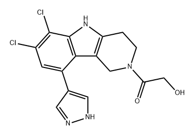Ethanone, 1-[6,7-dichloro-1,3,4,5-tetrahydro-9-(1H-pyrazol-4-yl)-2H-pyrido[4,3-b]indol-2-yl]-2-hydroxy- Structural